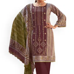 DRAVINAM Trends Floral Embroidered Thread Work Pure Cotton Unstitched Dress Material-picture-12