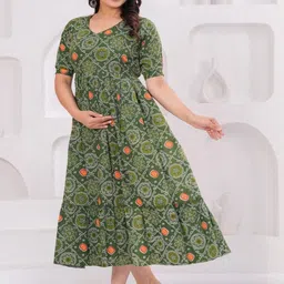 Style Heaven Floral Printed V-Neck Pure Cotton Maternity Angrakha Kurti image 4