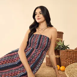 Uptownie Ethnic Motifs Print Crepe Fit & Flare Maxi Dress image 4