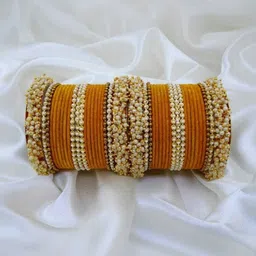 THE BLAZZE Yellow Glass Artificial Stones & Beads Bangle image 1