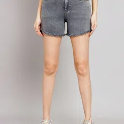 FASHIONFIBRE Women Slim Fit High-Rise Denim Denim Shorts-image-5