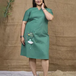 Curvy Lane Women Embroidered A-Line Dress-picture-29