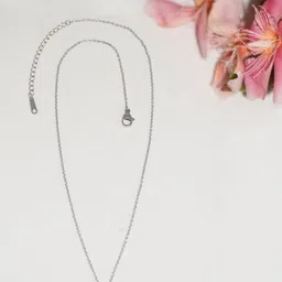 Niscka Rhodium-Plated American Diamond Studded Circular Pendant With Chain image 2