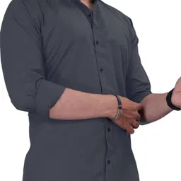 Moda Rapido Mandarin Collar Roll-Up Sleeves Regular Fit Sleeve Shirt image 4