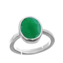 RRVGEM Panna Stone Silver Plated Adjustable Ring image 4