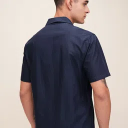 HIGHLANDER Men Cuban Collar Textured Solid Cotton Relaxed Fit Casual Shirt image 5