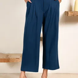 PRIDEWEAR Women Relaxed High-Rise Wrinkle Free Pleated Trousers-image-34
