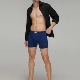 AMUL COMFY Pack Of 3 Pure Cotton Mid Rise Long Trunks - AC-FCTRIE-BLK-NVY-AF-XS-3PC image 4