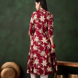 Sangria Women Floral Printed A-Line Kurta image 5