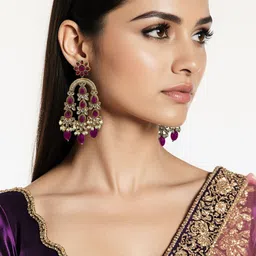 Kalakrith Milano Artificial Stones studded & Beaded Teardrop Shaped Drop Earrings-picture-35