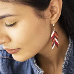 Jenni and Janki Feather Shaped Drop Earrings image 3