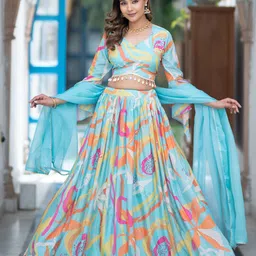 Moda Rapido Printed Beads and Stones Semi-Stitched Lehenga & Unstitched Blouse With Dupatta-picture-22