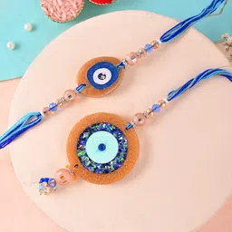 Aapno Rajasthan Glitter Resin Evil Eye Bhaiya Bhabhi Rakhis-picture-50