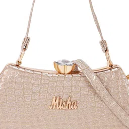 MISHA Blush Croco Textured Box Clutch image 3