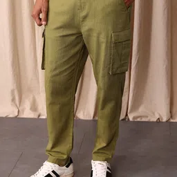 Mr Bowerbird Men Tapered Fit Cargos Trousers-image-75