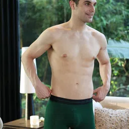 EAZY Pack Of 2 Luxury Fit Mid-Rise Breathable Trunks LF-C-Grey-FT-Green-2XL image 2