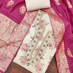 Maroosh Floral Embroidered Unstitched Dress Material-picture-11