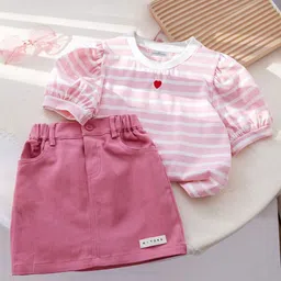 FOREVER FRIDAY Girls Striped Top with Skirt-picture-31