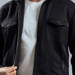 nostrum Men Washed Cotton Crop Tailored Jacket with Embroidered image 3