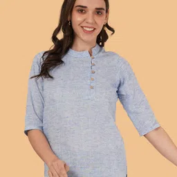 Brownverse Women Mandarin Collar CottonTop-picture-33