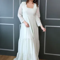 Swadeshi Shringaar Women Square Neck Embellished Maxi Dress image 2