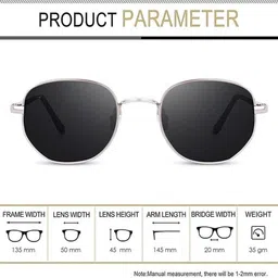 Arzonai Unisex 2 Pcs Black Lens & White Square Sunglasses With UV Protected Lens image 3