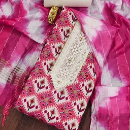 Ishin Embroidered Pure Cotton Unstitched Dress Material-image-5