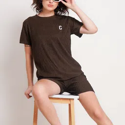 Lugo Self Design Round Neck T-Shirt With Shorts image 2