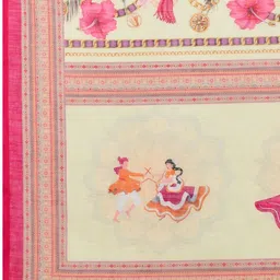 Durga Textile Ethnic Motifs Printed Zari Pure Linen Saree image 3