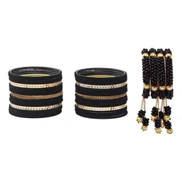 RIJOLI Set Of 48 Gold-Plated Zircon Stone Studded & Beaded Metal Bangles-picture-39