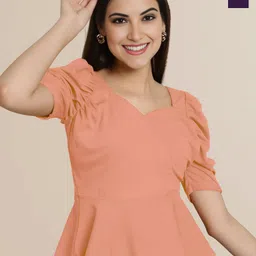 Mast & Harbour Women Pack of 2 Puff Sleeves Peplum Top-picture-30