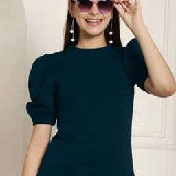 Metronaut Women Pack of 2 Puff Sleeve Peplum Top image 3