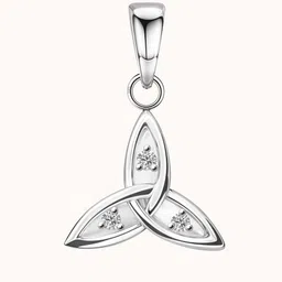 HighSpark Sterling Silver Cubic Zirconia Studded Geometric Pendant-image-48
