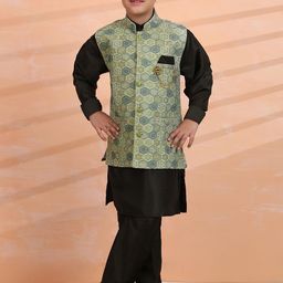 Pro-Ethic STYLE DEVELOPER Boys Paisley Regular Pure Silk Kurta with Pyjamas-picture-33