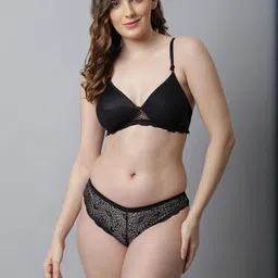 samvar Women Red,Black Cotton Bra Panty Set for Lingerie Set Undergarments Pack of 2 image 5