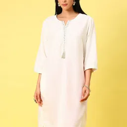 V-Mart Women Ethnic Woven Design Regular Sleeves Thread Work Kurta image 5