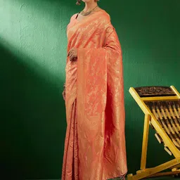 MANVAA Woven Design Zari Silk Blend Designer Banarasi Saree image 3