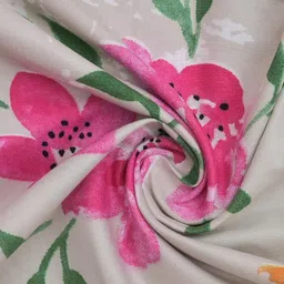 Aura Pink & White Set of 2 Floral Door Curtain image 3