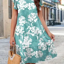 KPOP Floral Printed A-Line Dress-picture-20