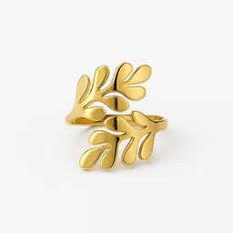 ISHTAARA Korean Gold Stainless Steel Gold plated Adjustable Finger Ring-picture-14