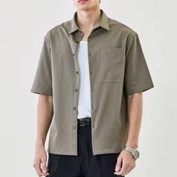 snitch Men Oversized Fit Self Design Spread Collar Casual Shirt-picture-10