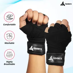 adonyx Boxing Hand Wrap Black Stretchable Hand Wraps for Men & Women Boxing Hand Wrap Boxing Gloves image 2
