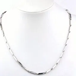 lyzoo Silver Titanium Plated Stainless Steel Rice Necklace Chain for Men Boys Silver, Platinum, Titanium, Rhodium Plated Sterling Silver, Stainless Steel, Steel Chain-picture-14