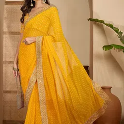 Sangria Bandhani Embroidered Poly Georgette Heavy Work Saree image 3