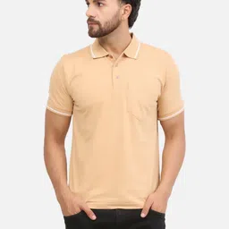 ALARM Men Solid Polo Collar Cotton T-shirt image 1