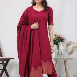 Anouk Women Ethnic Motifs Regular Kurta with Trousers & With Dupatta image 2