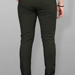 combraided Men Slim Fit Green Lycra Blend Trousers image 2