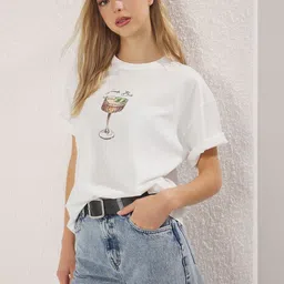 Trendyol Women Printed Pure Cotton T-shirt-image-9