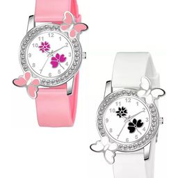 CSAMON Women Pack Of 2 Embellished Dial Analogue Watches 328 PIK 315PUR WH 315BLK-picture-32