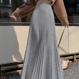 StyleCast Women Solid Maxi-Length Flared A-Line Skirt-image-73